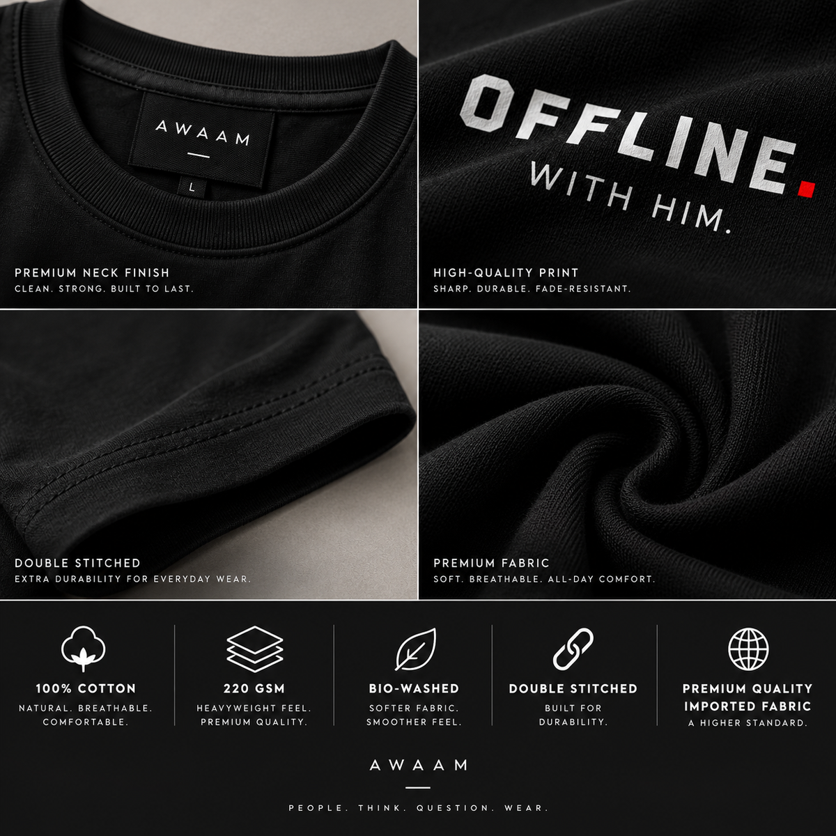 OFFLINE. WITH YOU. — Couple Oversized T-Shirt