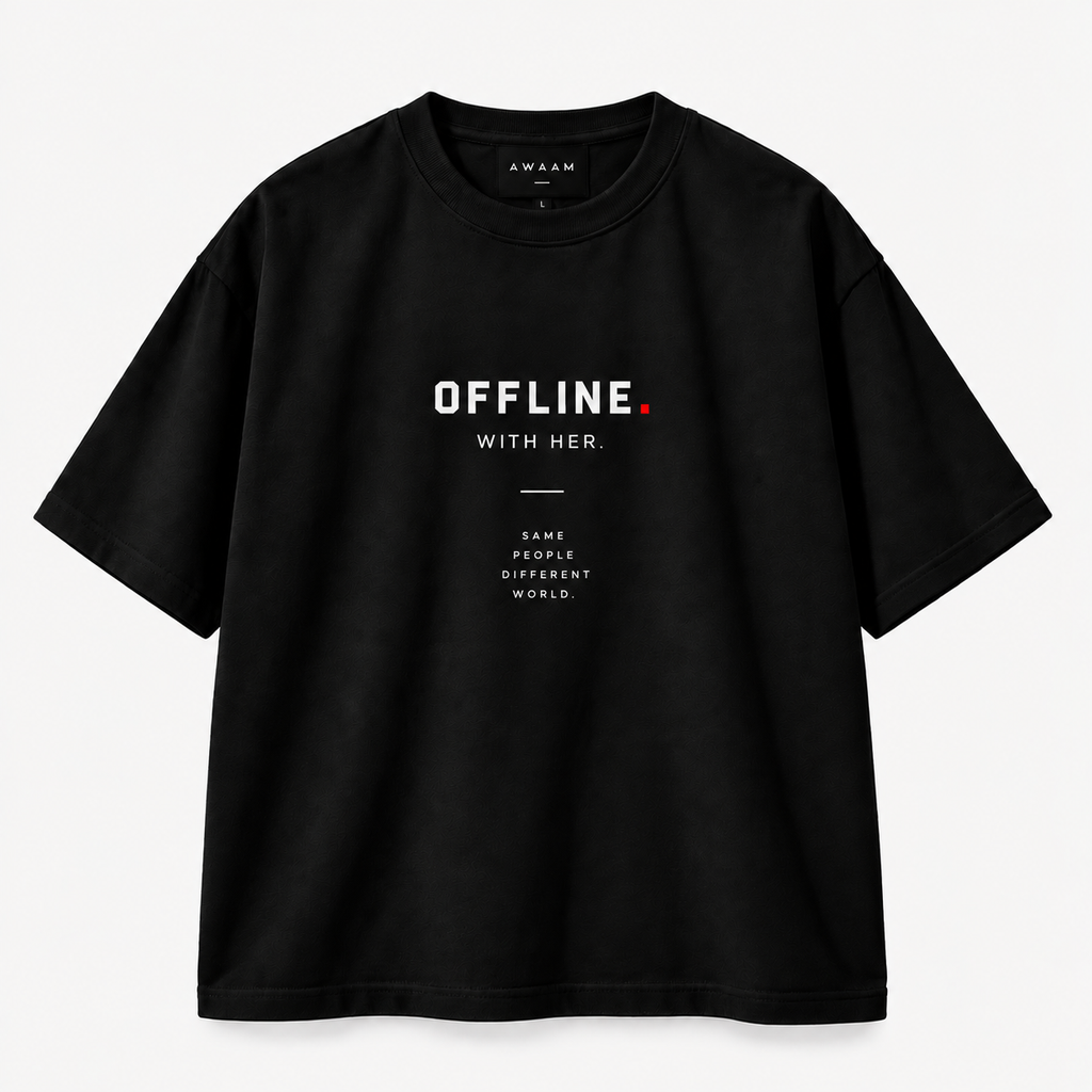 OFFLINE. WITH YOU. — Couple Oversized T-Shirt