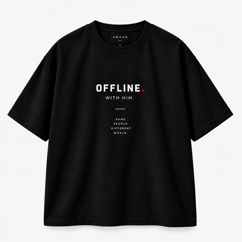 OFFLINE. WITH YOU. — Couple Oversized T-Shirt