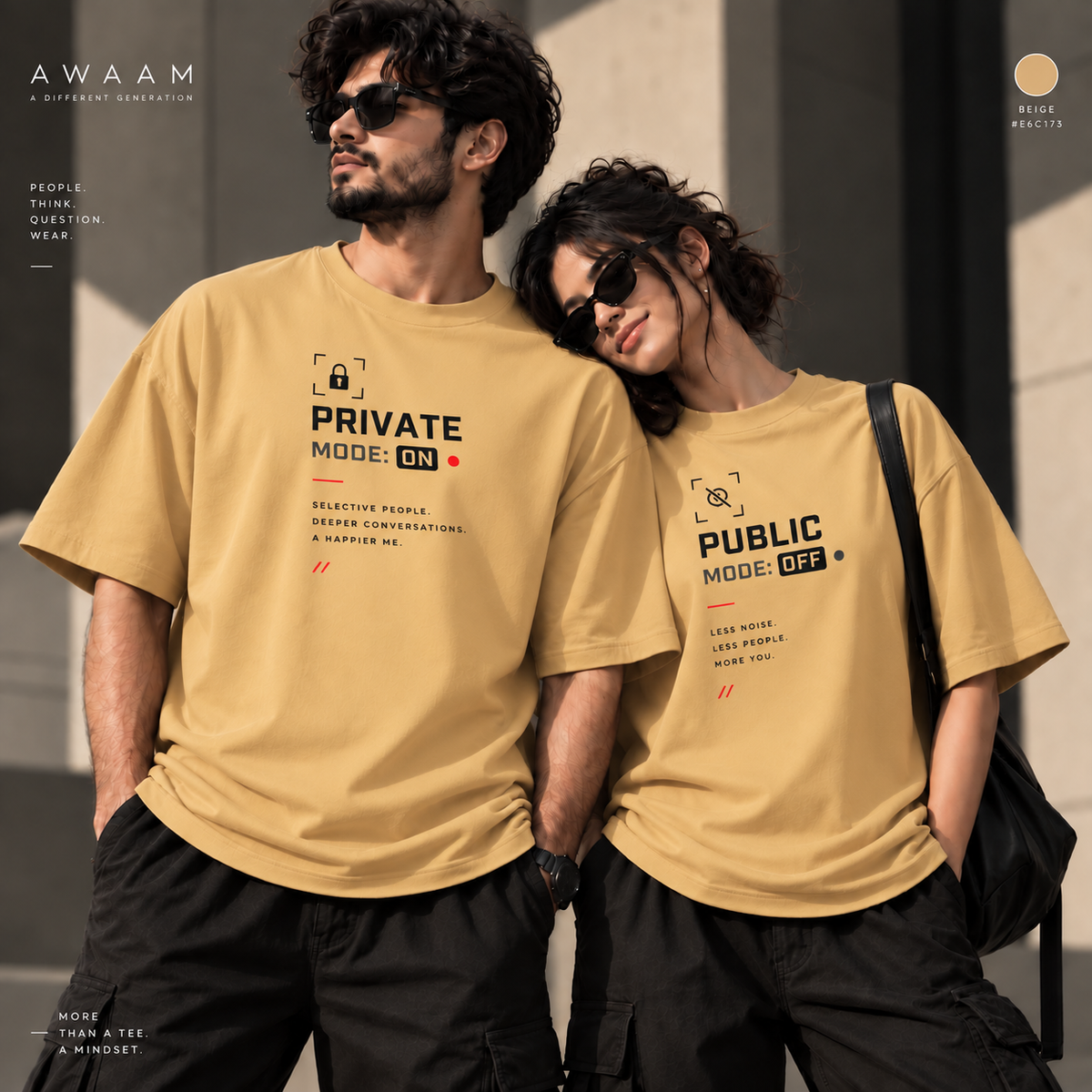 AWAAM Private/Public Mode Couple T-Shirt Set