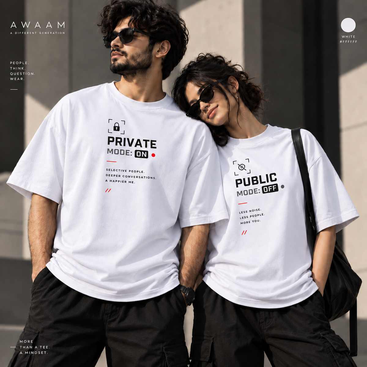 AWAAM Private/Public Mode Couple T-Shirt Set